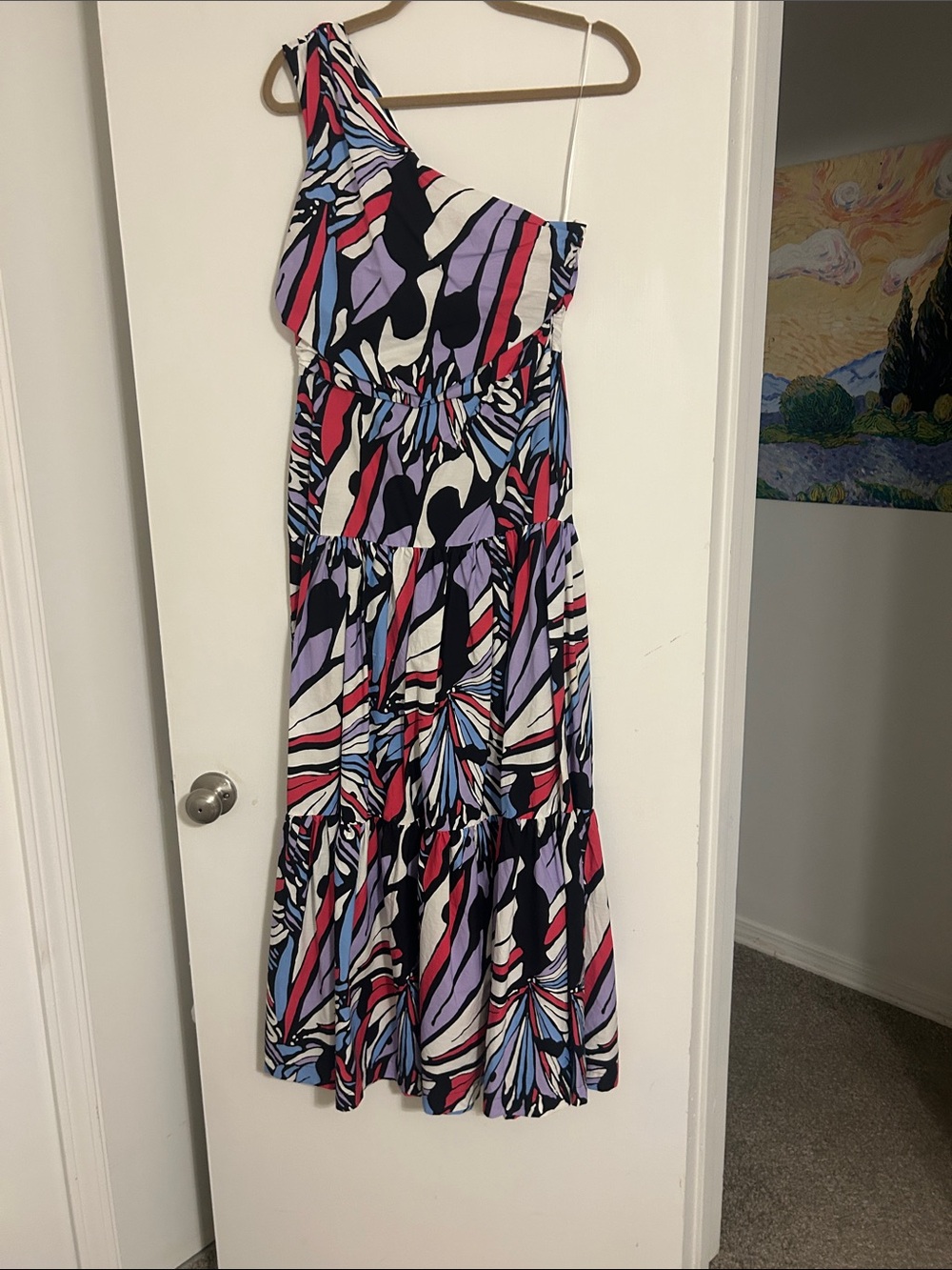 Maeve One-Shoulder Multicolor Print Maxi Dress